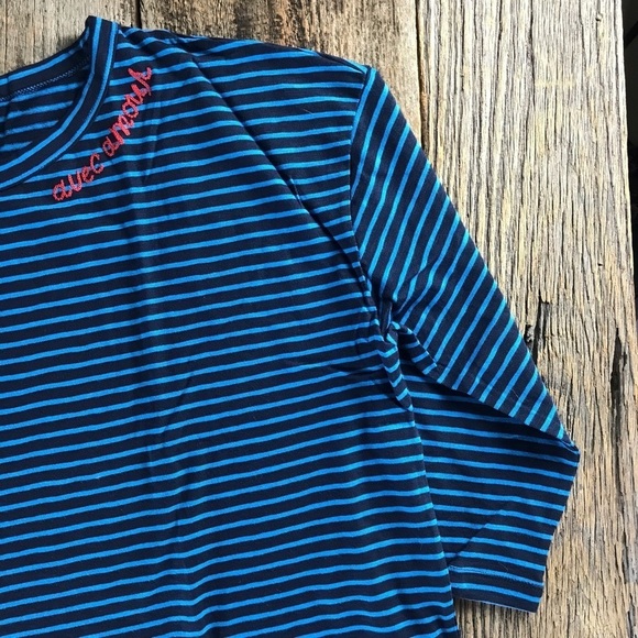 J. Crew Blue Stripe Avec Amour Boxy Tee Size Medium - Picture 3 of 9